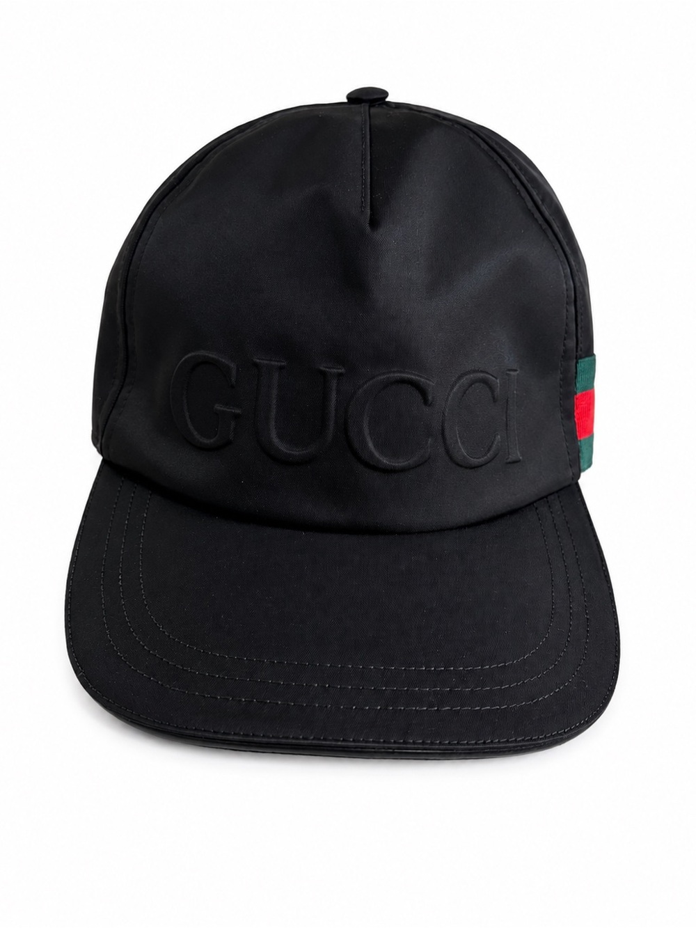 Gucci Black Nylon Logo Baseball Cap – Web Stripe – Made in Italy – New With Tags